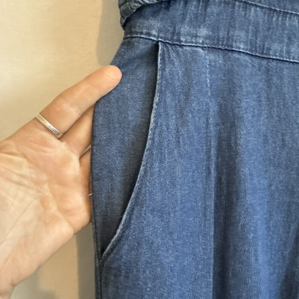 Miss Valley Women’s Size 10 Denim Jumpsuit “Cape-style overlay top” Wide Leg - Picture 6 of 14